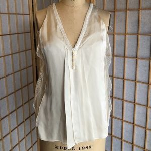 CHOLE cream silk and lace camisole